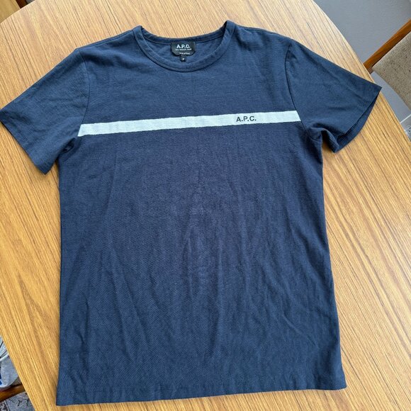 A.P.C. Other - APC Men’s Navy Logo Stripe Tee | 100% Cotton | Size M | Great Condition